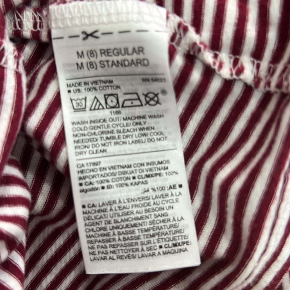 Girls Old Navy white and maroon striped dress size Medium 8 - Picture 4 of 4
